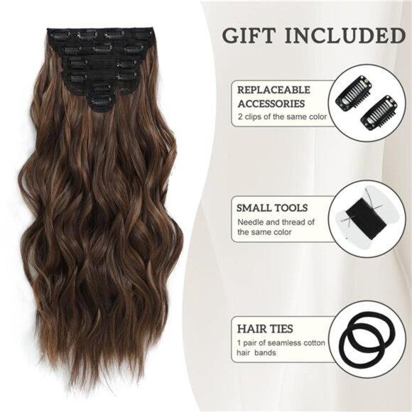 Highlight balayage dark brown Hairpieces, Natural & Blends Well Clip in Hair - Picture 12 of 14